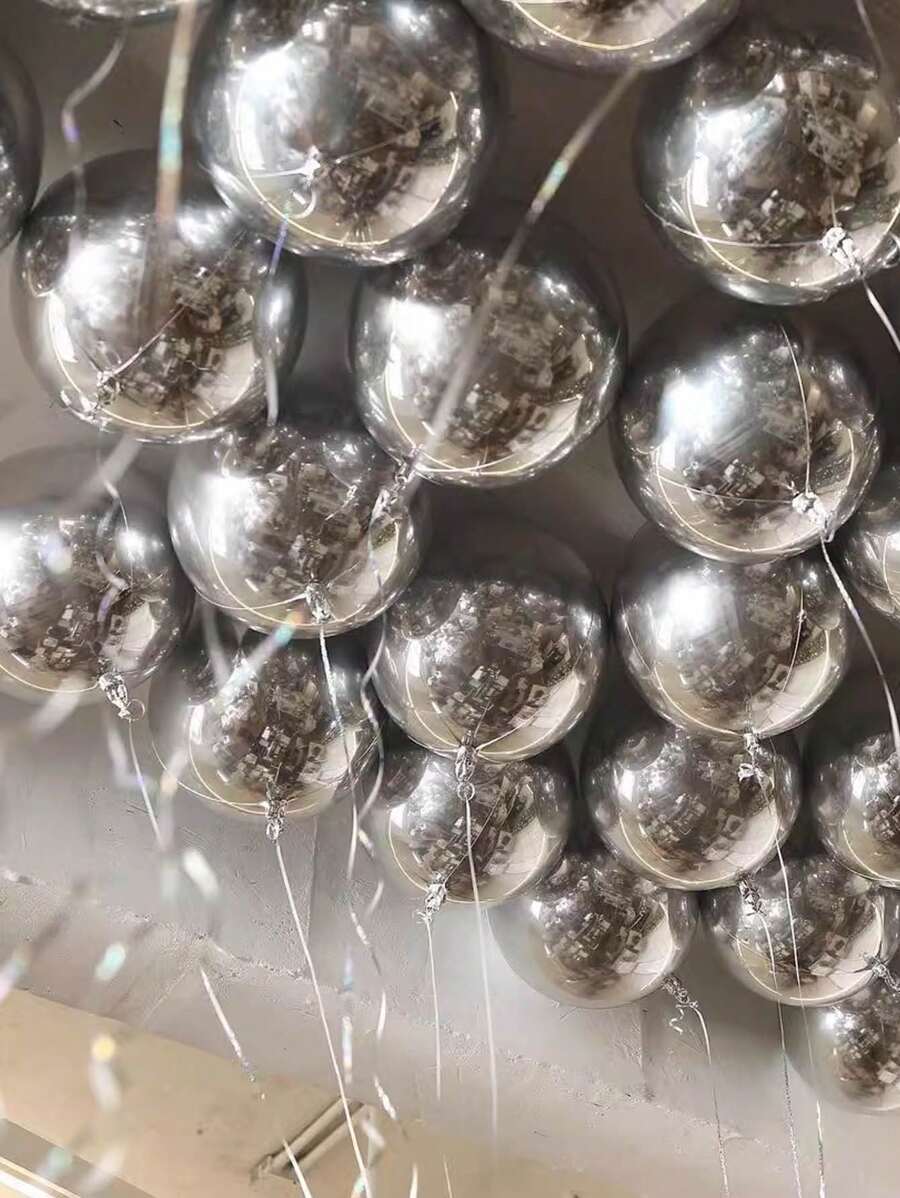 10 cái 10 Inch 4D Màu bạc Phim nhôm Bóng bay , Cho đám cưới , Sinh nhật , Năm mới Đồ trang trí - Bạc - Xem 1