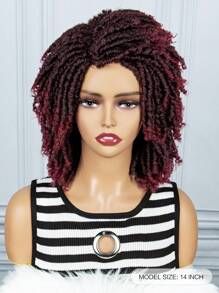 Machine Weaved Curly Afro Gradual Dark Brown Synthetic Hair Cap - Ombre - View 5