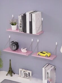 1pc Wall-mounted Product Display Stand With Hooks For Hair Salon And Beauty Store, Also For Home Living Room Collectibles Organization - Pink - View 1