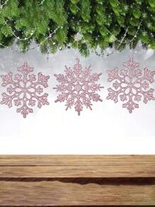8 Stücke Weihnachten Glitzer Schneeflocken Dekoration, Silber/Gold/Rosa Kunststoff Schneeflocke für Weihnachtsbaumdekoration, 10,2 cm, kleine glänzende Schneeflocken Dekoration, für Winterwunderland Weihnachtsparty Dekoration
