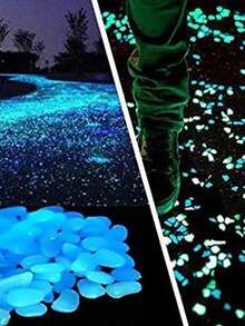 500入組3cm-5cm人造樹脂夜光石,可充電的螢光石礫石,用於魚缸水族館的裝飾性發光石頭,室外裝飾,花園,小徑,車道,水族館的裝飾 - 藍色 - 查看 9