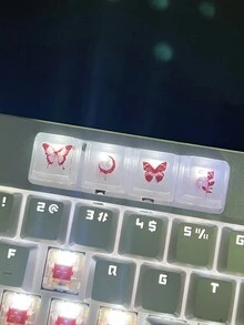 1 Pieza Linda Tapa De Tecla De Mariposa De Resina Abs Transparente Multicolor Para Decoración De Teclado Mecánico - Multicolor - Ver 4