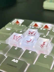 1 Pieza Linda Tapa De Tecla De Mariposa De Resina Abs Transparente Multicolor Para Decoración De Teclado Mecánico - Multicolor - Ver 3
