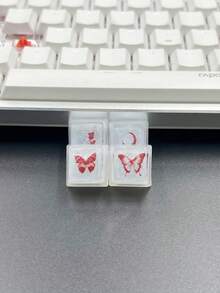 1 Pieza Linda Tapa De Tecla De Mariposa De Resina Abs Transparente Multicolor Para Decoración De Teclado Mecánico - Multicolor - Ver 6