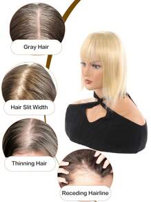 Hair Toppers for Women with Thinning Hair Hair Topper 12inch/14inch Clip in Hair Toppers Hair Topper with Bangs Wiglets Hair Topper for Daily Use golden Synthetic short hair - Gold - View 5