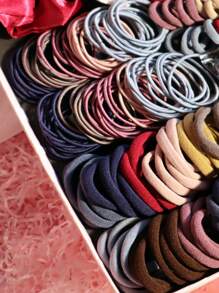 深色髮飾套裝,女士髮圈,柔軟彈性髮帶,馬尾辮固定器,橡膠 - 彩色 - 查看 5