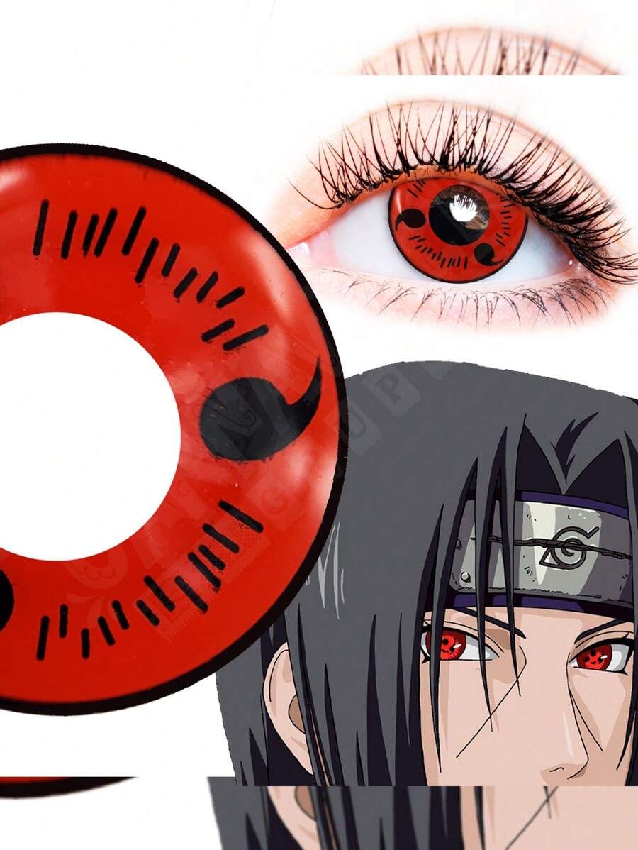 Red Pupilentes Cosplay Costume Halloween Sharingan - Red - View 1
