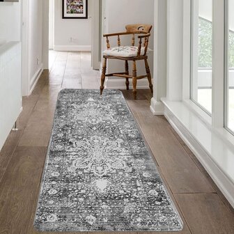 1pc Flannel Bohemian Printed Runner Rug, Non-slip & Stain Resistant Floor Mat For Hallway, Laundry Room, Bathroom Decoration
