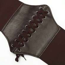 1pc Adjustable Waist Corset Belt Elastic Decor Waist Cincher Band For Dresses, Suitable For Daily Wear And Halloween Party, Multiple Colors Waist Trainer Accessories For Ladies For Dress Western Cowboy Cowgirl Country Wear Vintage Brown Belt - Coffee Brown - View 3