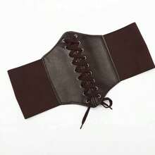 1pc Adjustable Waist Corset Belt Elastic Decor Waist Cincher Band For Dresses, Suitable For Daily Wear And Halloween Party, Multiple Colors Waist Trainer Accessories For Ladies For Dress Western Cowboy Cowgirl Country Wear Vintage Brown Belt - Coffee Brown - View 2