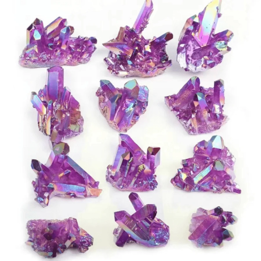 1pc Natural Electroplated Crystal Cluster Mineral Specimen Rock - Purple - View 1