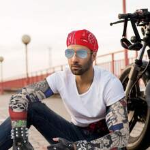 7入組 70s 80s 搖滾歌手造型重金屬假髮男女嬉皮髮型附眼鏡龐克手套刺青臂套1850s年代龐克派對裝飾配件 - 彩色 - 查看 7