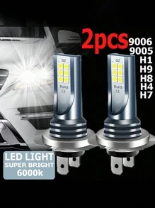 2入組汽車霧燈 H7 H4 H11 Led 霧燈 9005 9006 汽車行駛燈泡 H1 H3 燈 - 白色 - 查看 1