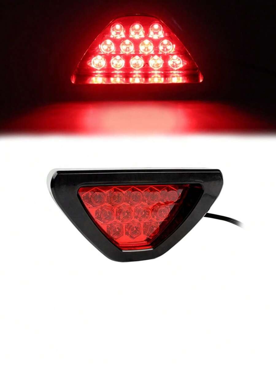Luces LED luz de freno trasero para coche moto triangulo deportivo 12LED estrobe universal - Rojo - Ver 1