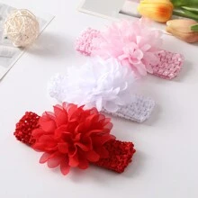 Baby Shoes, Socks And Headband Set, Cute Flower Decorated Princess Shoes, Birthday Party Outfit, 0-18 Months - Red - View 4