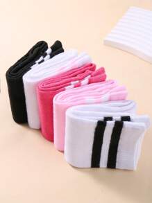 5 Pairs Kids Toddler Soccer Socks Boys Girls Knee High Striped Tube Socks Athletic Long Socks for Boys Girls - Multicolor - View 3