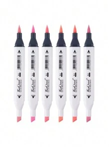 6pcs/set Dual-tip Mixed Color Marker Pens - Multicolor - View 3