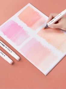 6pcs/set Dual-tip Mixed Color Marker Pens - Multicolor - View 4