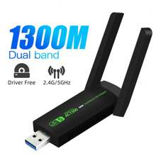 Fenvi Usb Wifi網卡 1300mbps 雙頻2.4ghz 5ghz插拔即用無線卡,適用於桌上型電腦 - 黑色 - 查看 1