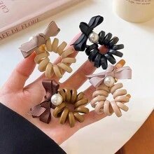 1 件弹性耐用螺旋发带，适合马尾辫 - 咖啡 - 查看 5