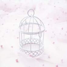 Mini Birdcage Shaped Decorative Storage Box For Desktop, Photography Prop, Wedding Favor Creative Candy Box - White - View 2