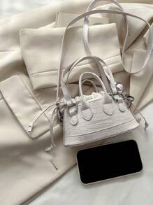Mini Solid Crocodile Pattern Handheld Water Bucket Bag - White - View 4