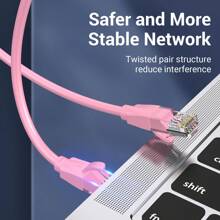 VENTION 6 类非屏蔽电缆 Cat 6 网络跳线 PVC 以太网电缆适用于 PC、笔记本电脑、路由器等 RJ45 设备 - 粉色 - 查看 3