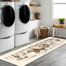 1入組法蘭絨洗衣房間地毯,西部牛仔圖案走廊防滑防塵地墊,合適的適用於家庭,洗衣,浴室裝飾用品 - 彩色 - 查看 2