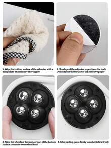 4 PCS Self Adhesive Caster Wheels 360° Rotation Mini Appliance Wheels Stick On Peel And Stick Swivel Casters Wheels For Kitchen Appliance Small Furniture Trash Can Storage Box Coffee Maker - Black - View 3