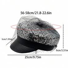 1 Miếng Đúng mốt Mũ lưỡi trai Với Kim cương Nổi bật , Thích hợp Đối với Mặc hàng ngày , Nhà  Các bữa tiệc , Và Như A Qủa tặng , Mùa Thu /đông - màu đen - Xem 3