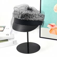 1 Miếng Đúng mốt Mũ lưỡi trai Với Kim cương Nổi bật , Thích hợp Đối với Mặc hàng ngày , Nhà  Các bữa tiệc , Và Như A Qủa tặng , Mùa Thu /đông - màu đen - Xem 2