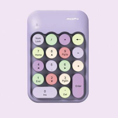  MOFii X910 Teclado inalámbrico digital de 2.4G, teclas redondas retro, silencioso, portátil para computadora portátil, oficina y contabilidad