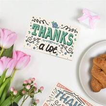 50pcs Random Vintage Hand-painted Thank You Card With Blank Space For Personalized Message, Postcard Style For Gift, Decoration, Or Greeting - Multicolor - View 2