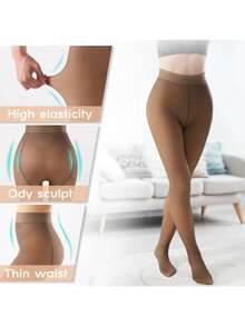 1pc Ladies' Super Soft, Warm And Sexy 330g Thickened Seamless Tights For Fall And Winter, Suitable For Daily Wear On Cold Weather - Coffee Brown - View 5