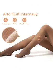 1pc Ladies' Super Soft, Warm And Sexy 330g Thickened Seamless Tights For Fall And Winter, Suitable For Daily Wear On Cold Weather - Coffee Brown - View 6