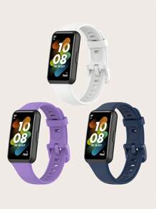 3 件套紫色、白色、蓝色硅胶智能手环腕带适用于 Band 7 - 彩色 - 查看 1