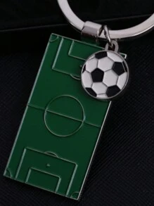 1入組足球場形狀金屬合金鑰匙扣，創意運動禮物，適用於足球迷隨意搭配 - 彩色 - 查看 3