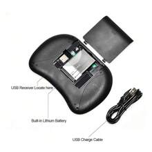 I8 鍵盤背光英文俄文空中滑鼠無線觸控遙控器適用於智慧電視盒桌上型觸控板電腦 - 黑色 - 查看 9