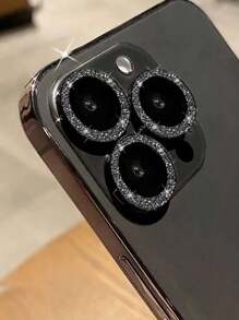 KIT Pelicula Brilhante lente da câmera anel protetor de vidro para iphone 11/ 11Pro/11ProMax 12/12Pro/12Mini 12ProMax/13 / 13Mini Pro/13ProMax 14/14plus 14pro/14promax - Preto - Visão 1