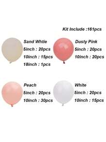 161件套奶油色、米色、粉色气球拱门套装，适用于女宝宝迎婴派对、一周岁生日、乡村婚礼、洗礼派对、新娘送礼会等场合。 - 彩色 - 查看 2