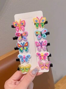 10pcs Girls Cute Butterfly Decor Hair Clips (Colors May Vary) - Multicolor - View 1