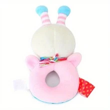 嬰兒毛絨玩具,卡通動物搖籃手提鈴鐺,0-12個月嬰兒幼兒早期教育玩具,新生兒禮物 - 粉色 - 查看 2