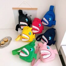 Cangurera para niños con diseño de tiburon, cute para los niños - Negro - Ver 2