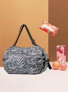 1入15.74in*15.74in*7.87in大容量旅行袋,可摺疊便攜式收納袋,行李袋,健身袋,適用於商務旅行,度假,休閒,戶外,迷彩,帶手提帶 - 黑與白 - 查看 1