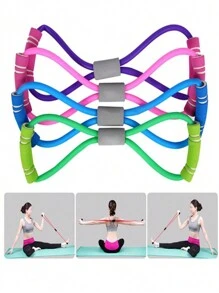 1pc  Yoga Gum Fitness Hot Resistance 8 Word Chest Expander Rope Muscle Training Rubber Elastic Trainning For Sports Exercise - Pink - View 1