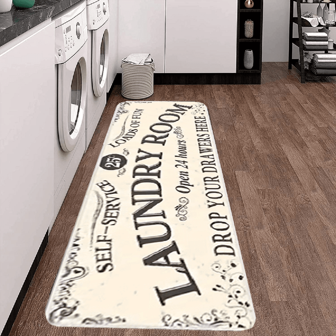 1 pezzo Tappeto flanella lavanderia camera con con stampa lettera , anti scivolo & anti-sporco , adatto per casa bagno , lavanderia decorazione della stanza