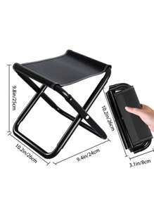 1 Pieza Taburete De Pesca Plegable Totalmente Y Resistente Para Exteriores - Negro - Ver 3