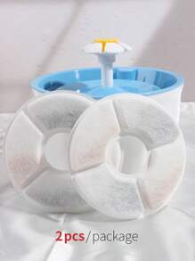 1 Set Of 2pcs Filter Cartridges Only Compatible With The Pet Water Fountain Shown In The Picture, White Circular Filter Diameter 12.8cm Suitable For Cat And Dog Drinking Fountain Filter Pack - White - View 1
