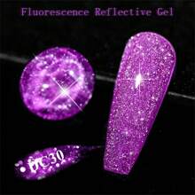 10 件霓虹燈反射閃光凝膠套裝粉紅色亮片凝膠指甲油浸泡 Uv 指甲凝膠半永久美甲裝飾 - 熒光色 - 查看 7