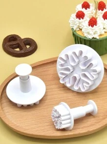 3 件/套厚雪花彈簧壓模,創意 Diy 方糖蛋糕裝飾,餅乾切刀 - 白色 - 查看 4